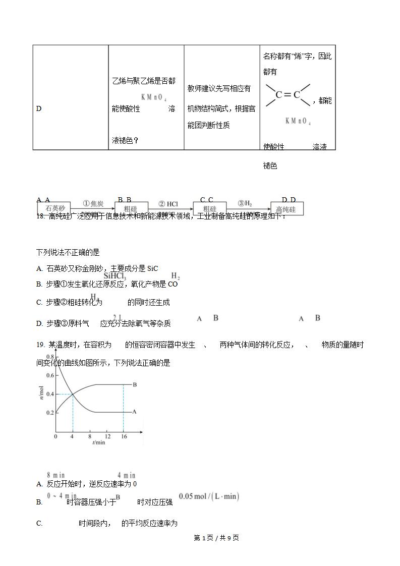 浙江省2025年高中学业水平合格性考试化学7月真题试卷答案解析学考会考春考高考插图历年学考真题3