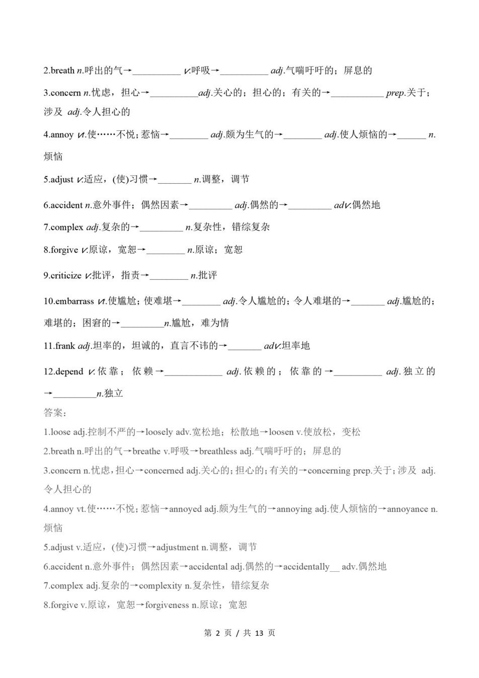 高中英语 | 高一下外研版期末复习考点梳理知识清单试卷模拟插图高中考点专项2