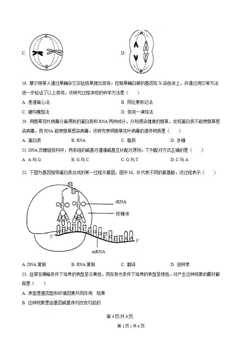 贵州省2024年高中学业水平合格性考试生物7月真题试卷答案解析学考会考春考高考插图历年学考真题2