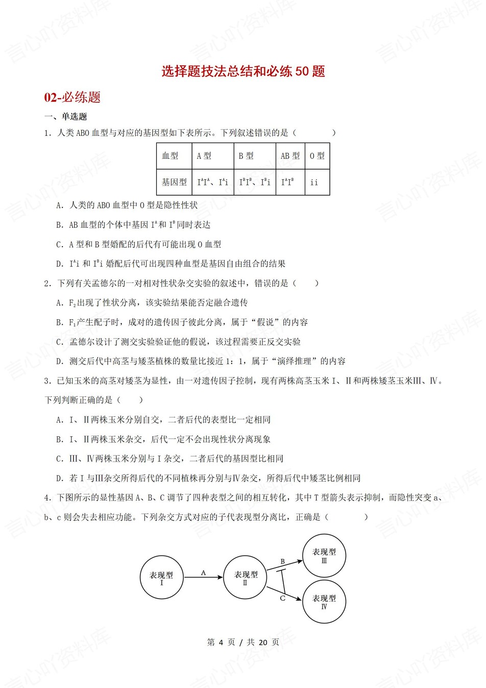 高中生物 | 高一下人教版期末复习考点梳理知识清单试卷模拟插图高中考点专项9