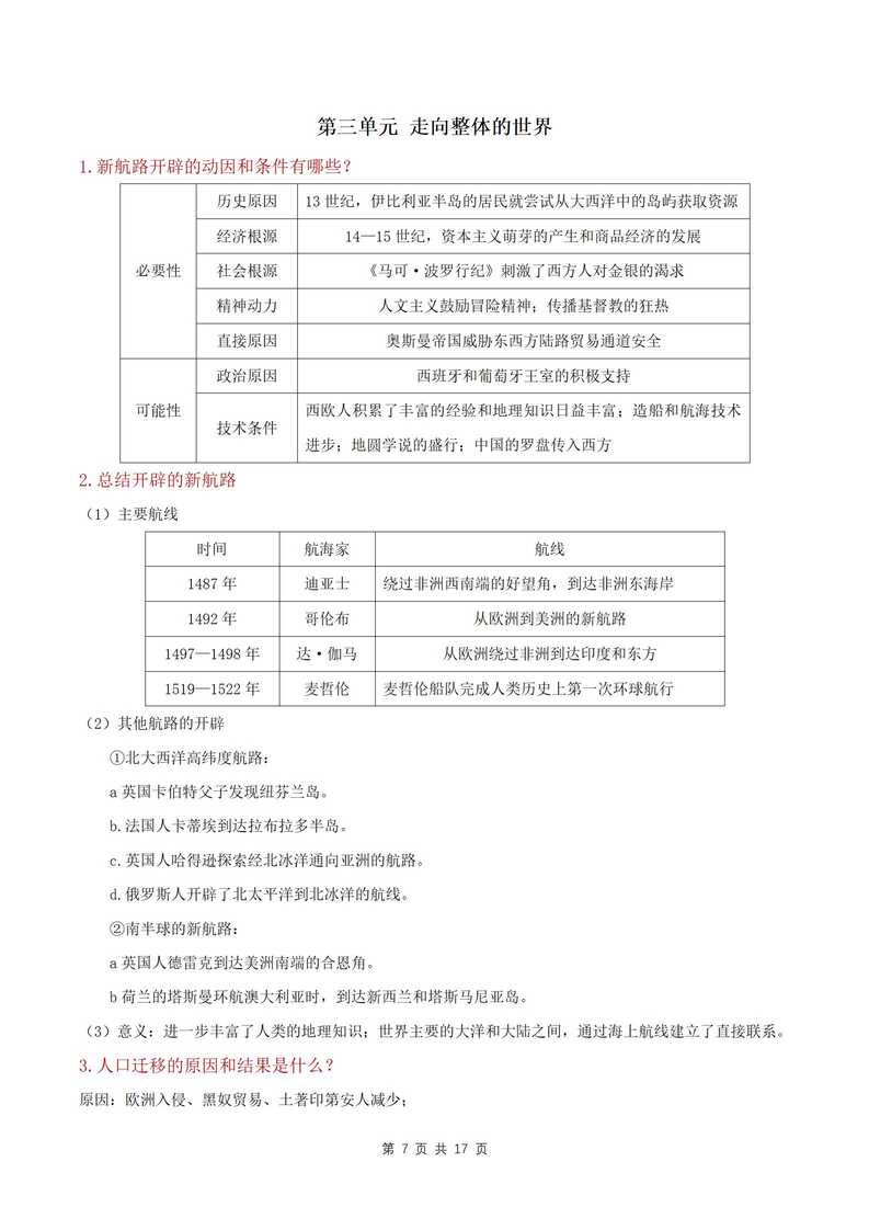 高中历史 | 高一下期中考点梳理知识清单统编版插图高中考点专项4