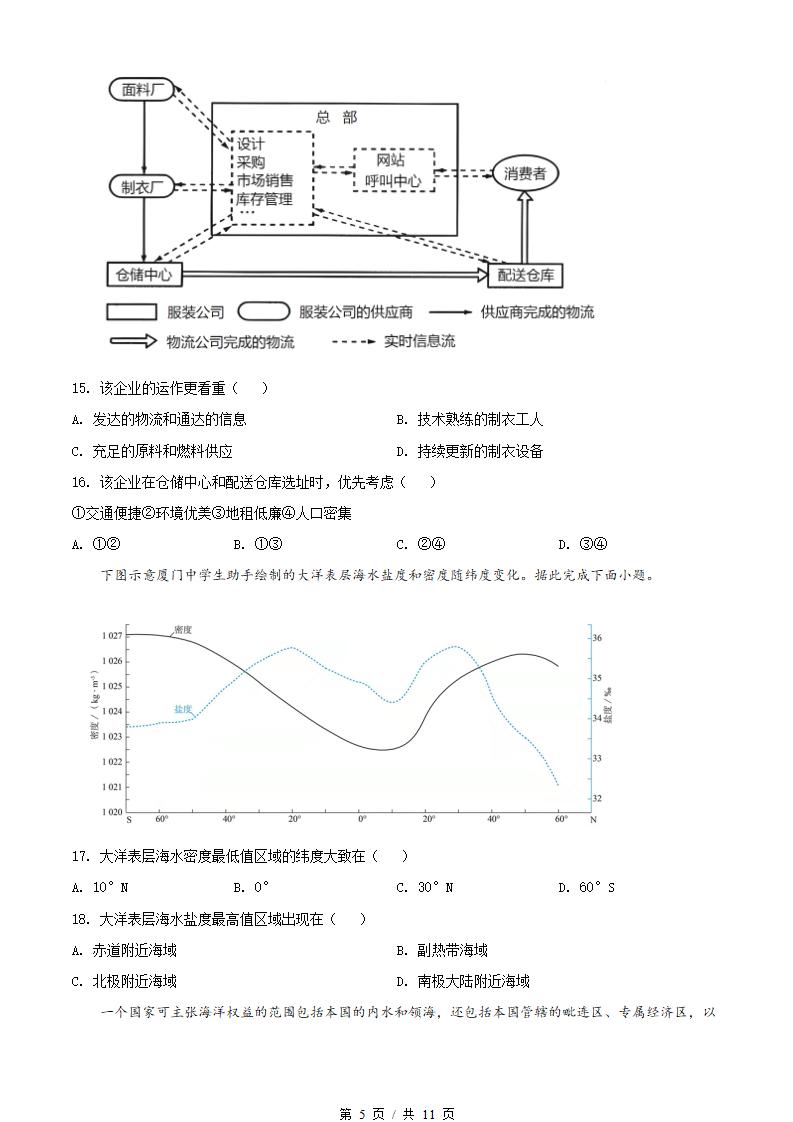 福建省2022年高中学业水平合格性考试地理1月真题试卷答案解析学考会考春考高考插图历年学考真题2