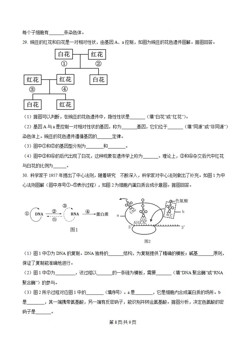 福建省2024年高中学业水平合格性考试生物6月真题试卷答案解析学考会考春考高考插图历年学考真题5