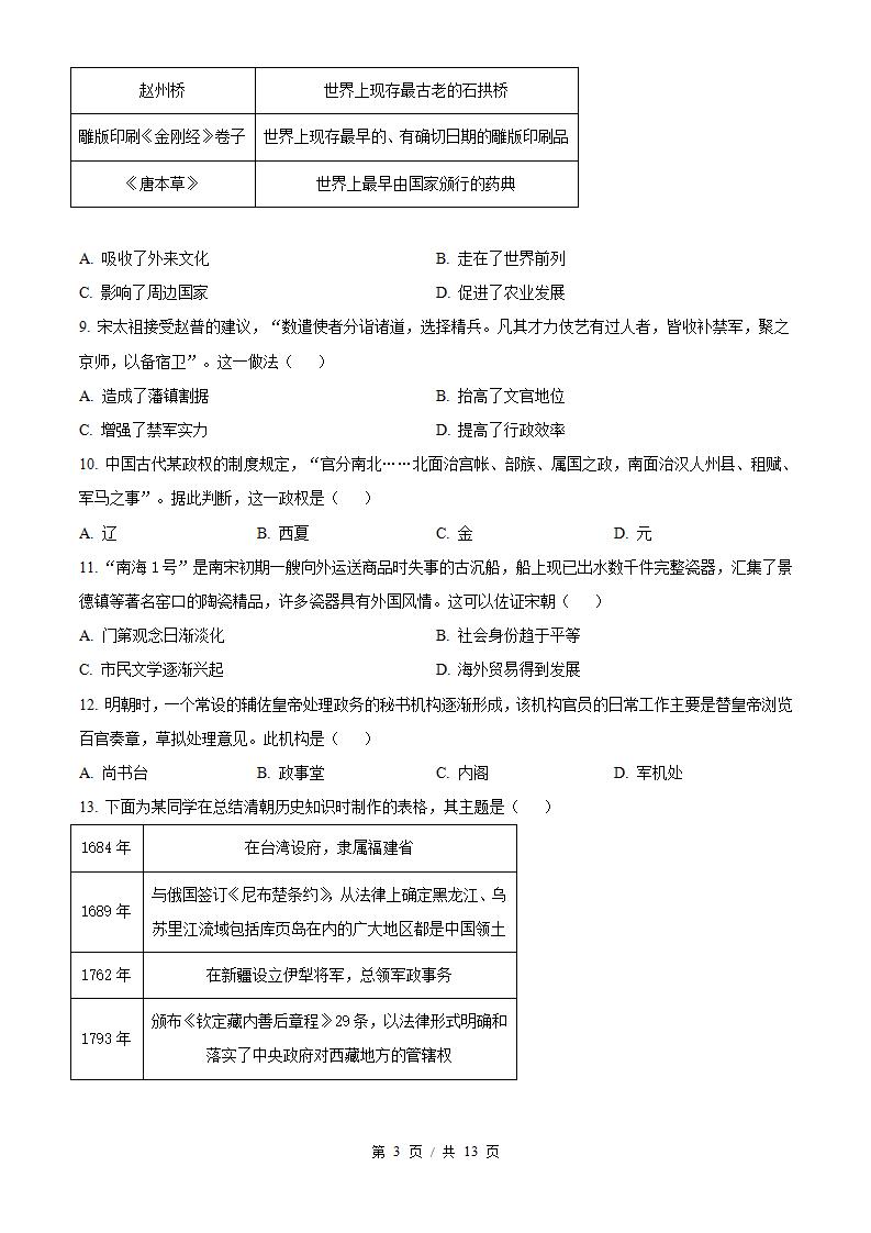 北京市2024年高中学业水平合格性考试历史第1次真题试卷答案解析学考会考春考高考插图历年学考真题1