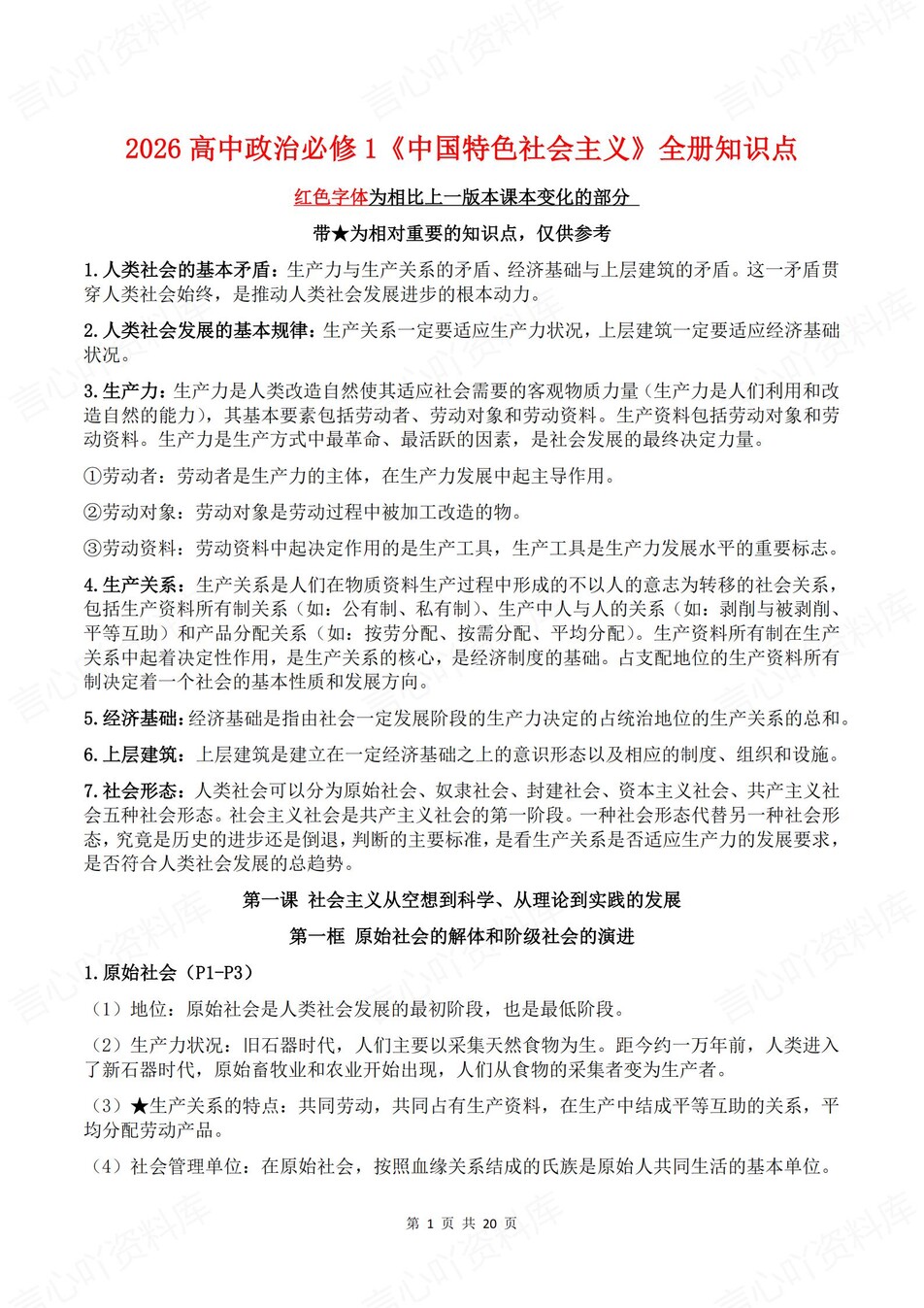 高中政治-必修一1《中特》逐课知识梳理插图高中政治1