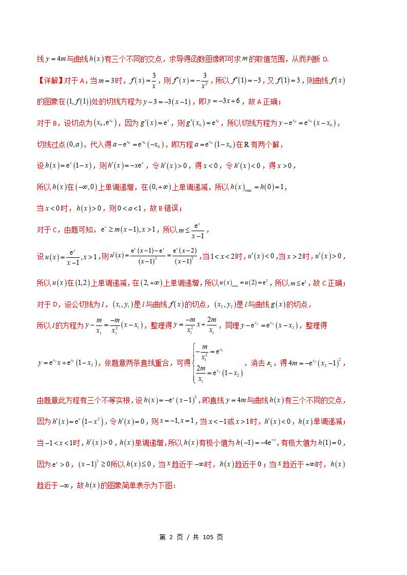 高中数学-导数及其应用专题-真题汇编2026届高考一模试题型答案考点分类解析二模冲刺备考插图真题汇编专项7