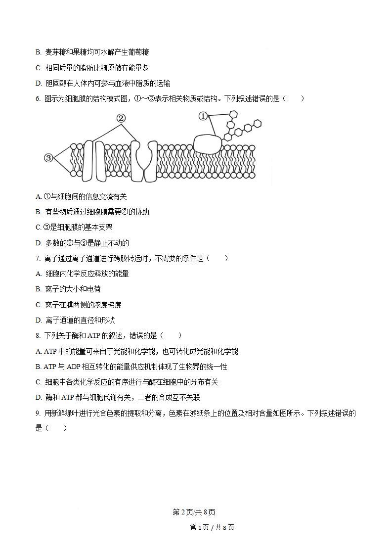 山东省2025年夏季高中学业水平合格性考试生物真题试卷答案解析学考会考春考高考插图历年学考真题1