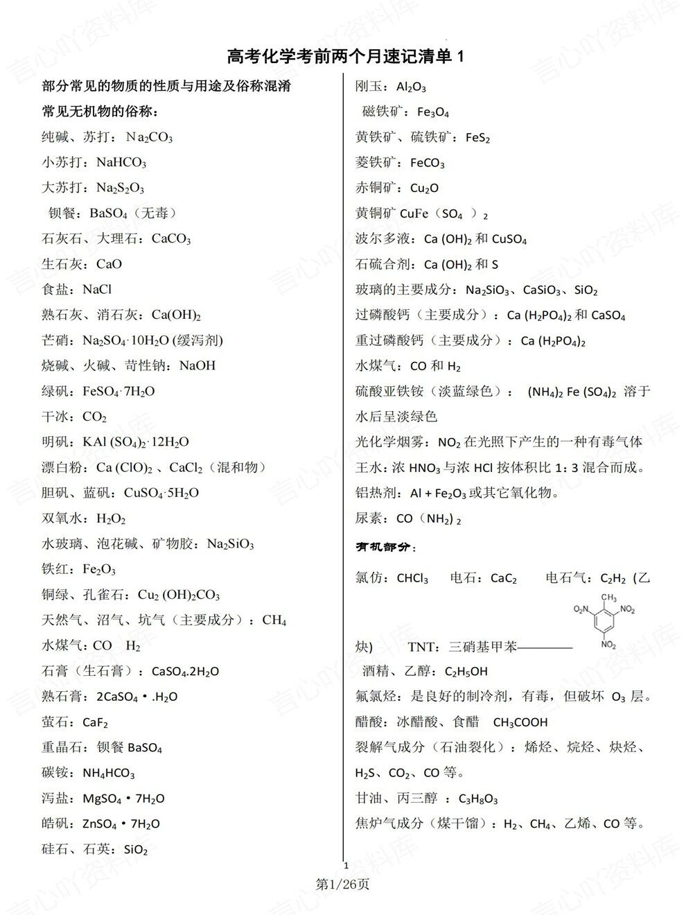 高中化学-高考考前考前知识清单梳理专项复习归纳总结插图高中化学1