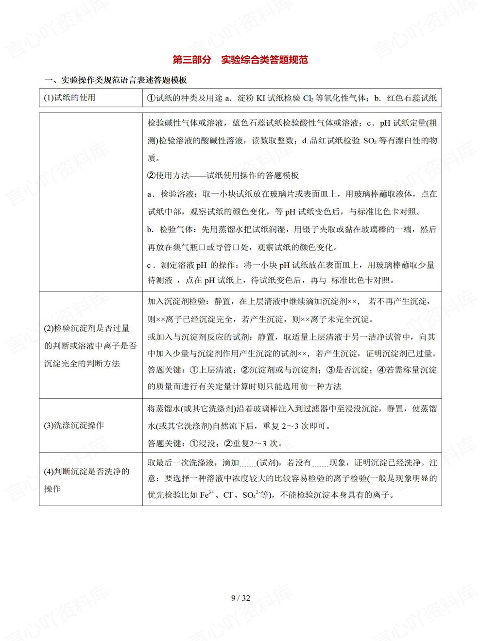 高中化学-高考答题6大部分细节总结专项内容复习梳理插图高中化学4