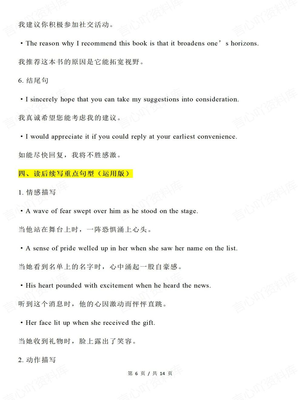 高中英语-应用文重点句型汇编梳理考前专项复习汇总插图高中英语4