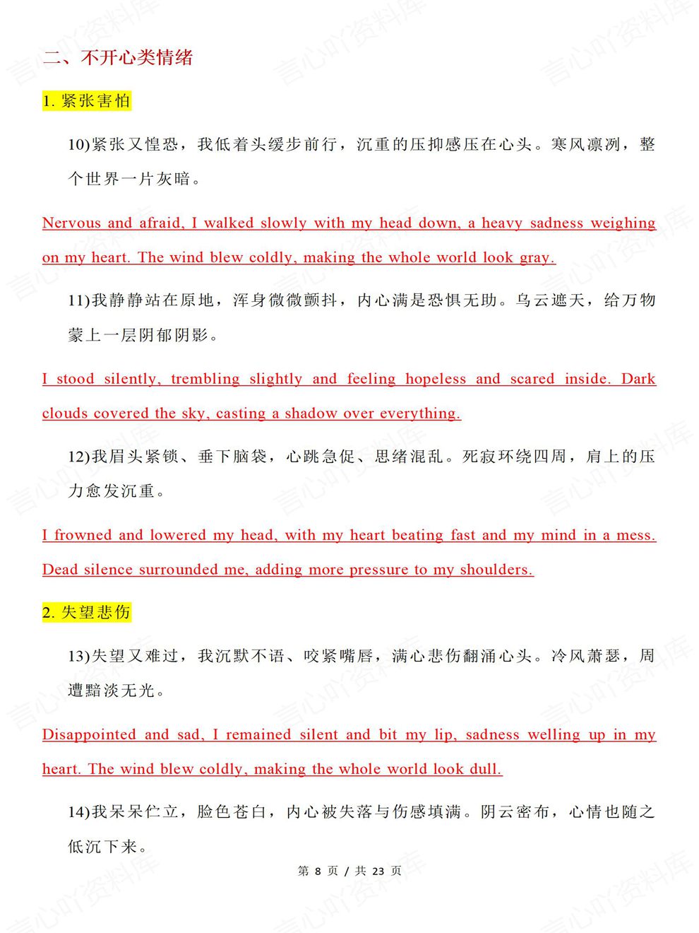 高中英语-读后续写考前必背表达归纳高考专项复习汇总插图高中英语4