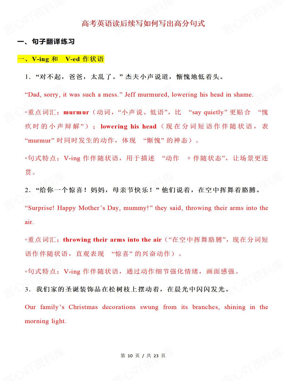 高中英语-读后续写考前必背表达归纳高考专项复习汇总插图高中英语5