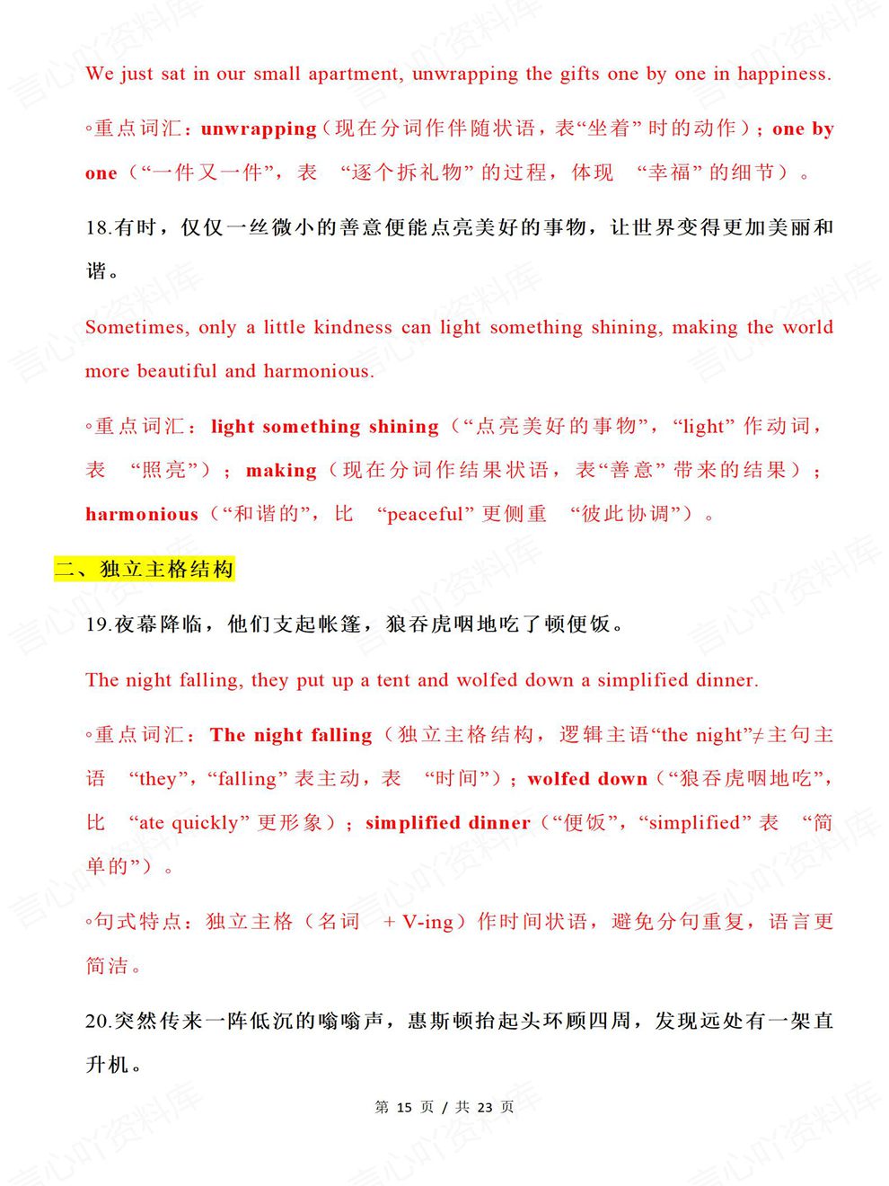 高中英语-读后续写考前必背表达归纳高考专项复习汇总插图高中英语6
