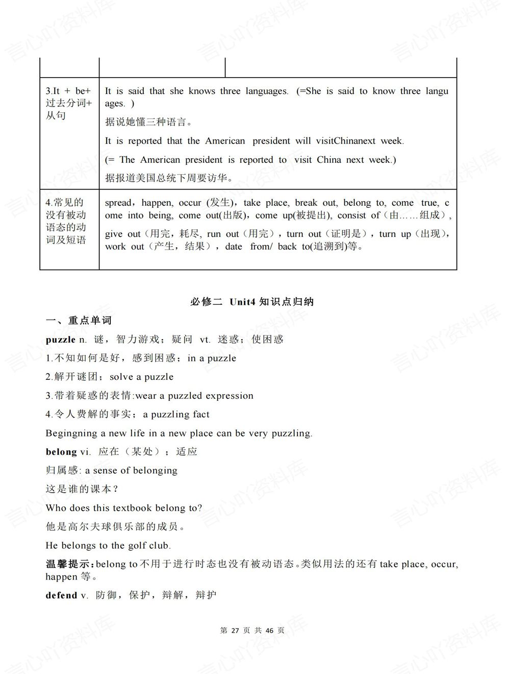 高中英语-必修二单词/短语/句型/语法教材重点内容梳理人教版插图高中英语7