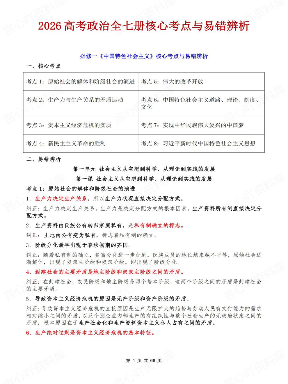 高中政治-易错辨析必修选必7册梳理高考专项知识归纳插图高中政治1