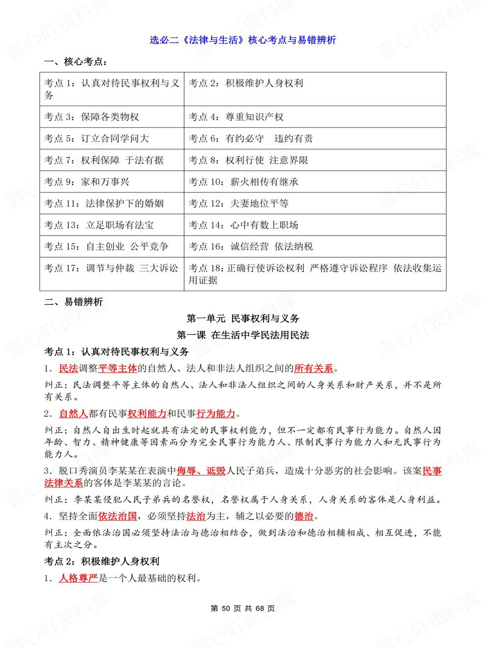 高中政治-易错辨析必修选必7册梳理高考专项知识归纳插图高中政治6