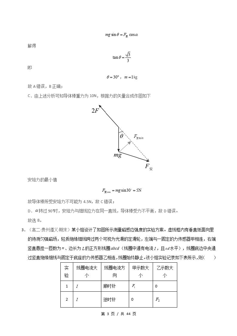 物理-高2下学期末真题汇编 专题01 安培力与洛伦兹力原卷试卷答案解析题型考点考试复习插图真题汇编专项6