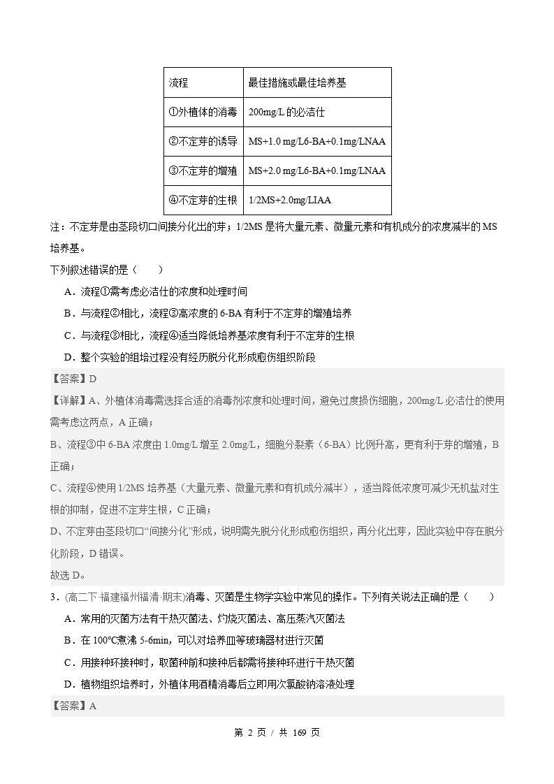 生物-高2下学期末真题汇编 专题02 细胞工程原卷试卷答案解析题型考点考试复习插图真题汇编专项5
