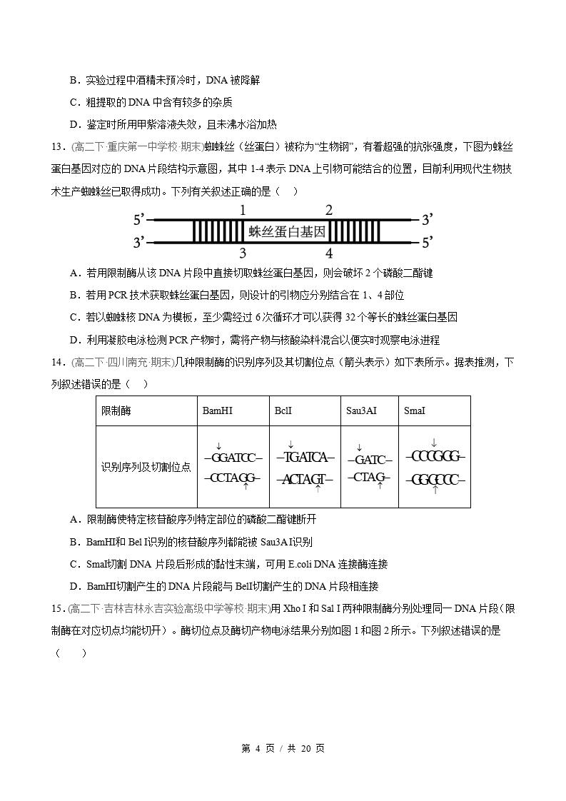 生物-高2下学期末真题汇编 专题03 基因工程原卷试卷答案解析题型考点考试复习插图真题汇编专项3