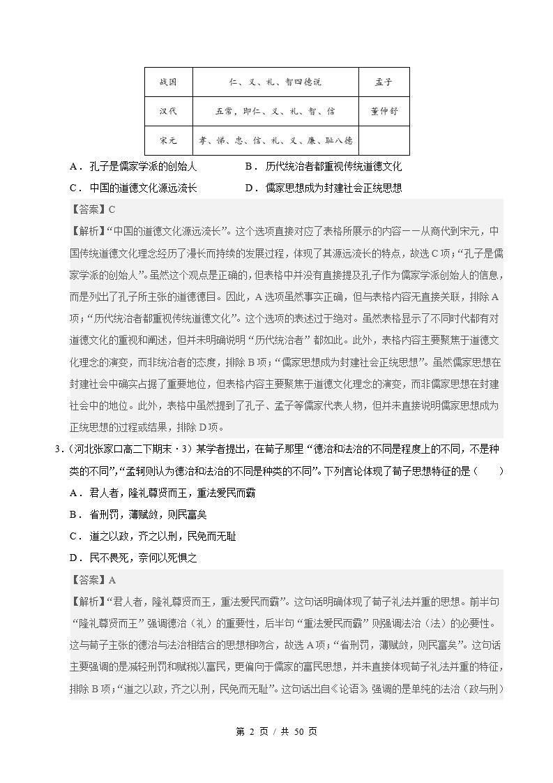 历史-高2下学期末真题汇编 专题03 选必三全册 选择题100题 原卷试卷答案解析题型考点考试复习插图真题汇编专项5