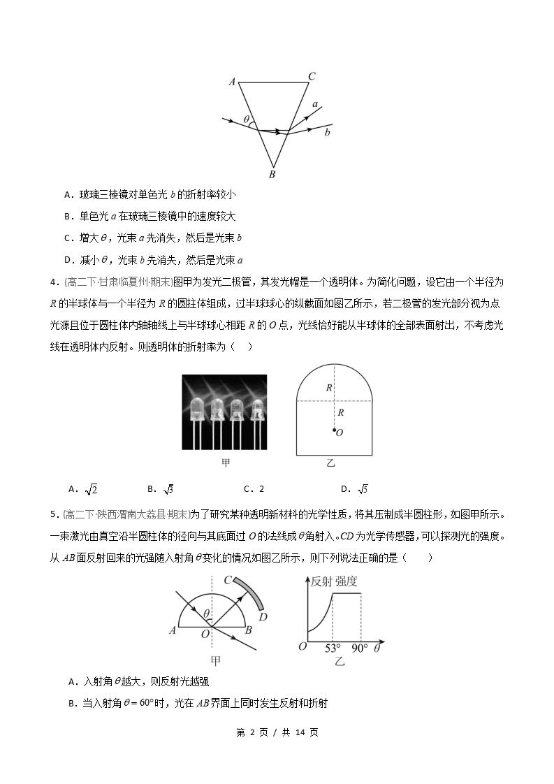 物理-高2下学期末真题汇编 专题09 光学原卷试卷答案解析题型考点考试复习插图真题汇编专项1