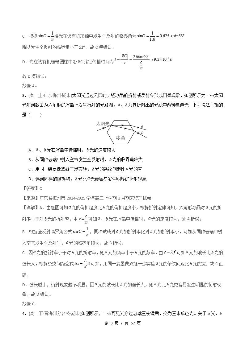 物理-高2下学期末真题汇编 专题09 光学原卷试卷答案解析题型考点考试复习插图真题汇编专项6