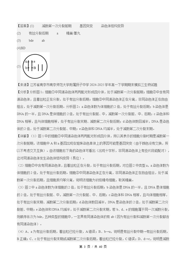 生物-高1下学期末真题汇编 非选择题规范练原卷试卷答案解析题型考点考试复习插图真题汇编专项6