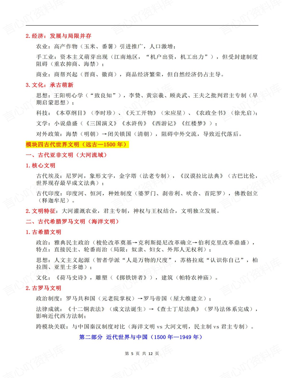 高中历史-高考考点考前专项内容归纳精简背记插图高中历史4