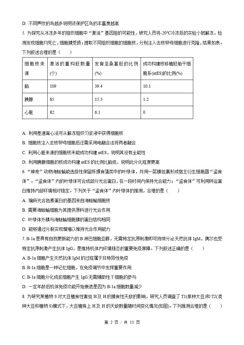 2026年高考生物江西卷真题试卷答案省科解析插图历年高考真题1