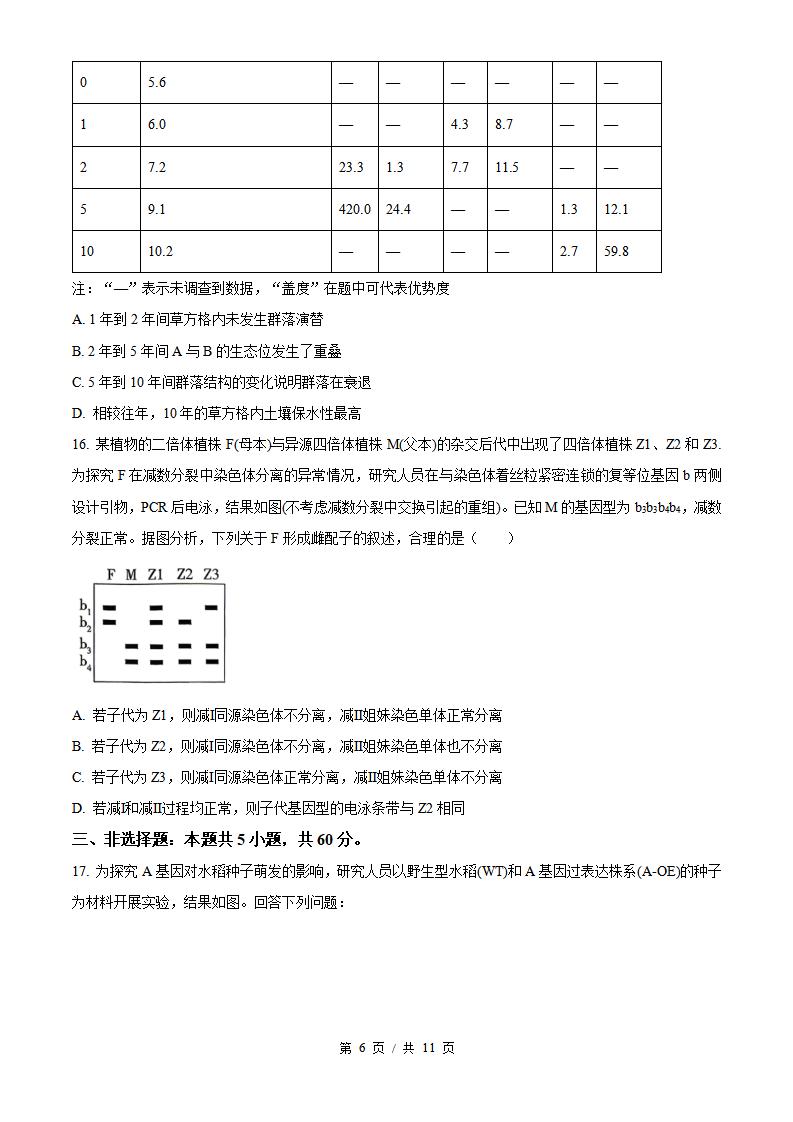 2026年高考生物江西卷真题试卷答案省科解析插图历年高考真题3