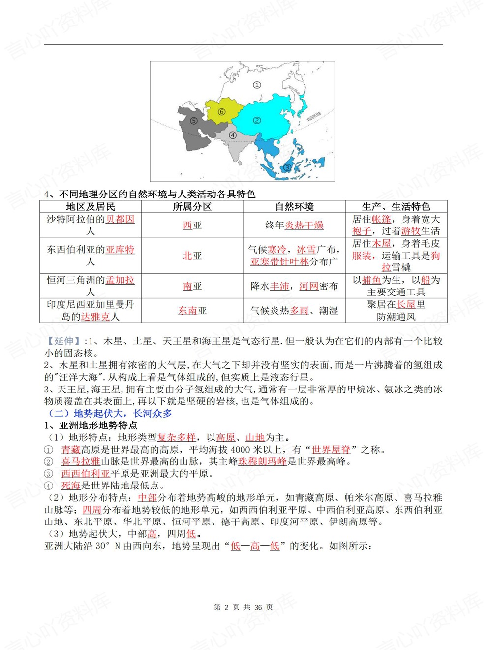 初中地理-七年级下逐章节重点归纳梳理新教材初一下册人教版插图初中地理2