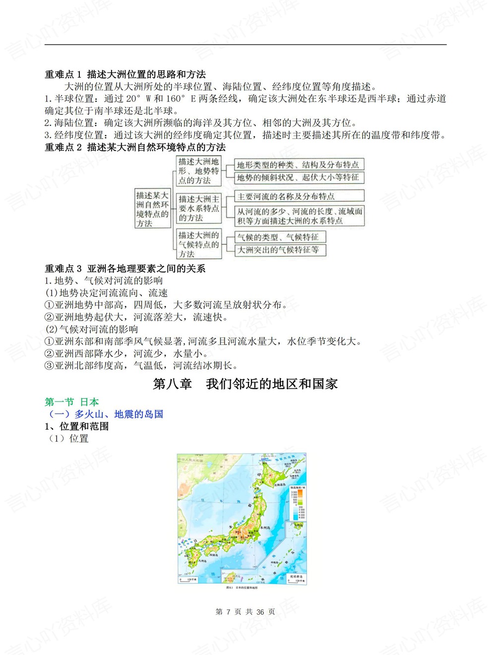 初中地理-七年级下逐章节重点归纳梳理新教材初一下册人教版插图初中地理3
