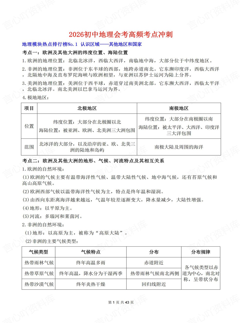 初中地理-会考复习高频热门模块内容归纳考前专项知识梳理插图初中地理1