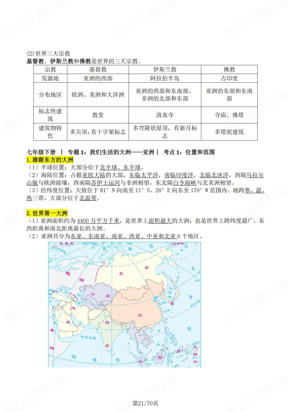 初中地理-会考复习四册常考内容汇总考前重点知识梳理人教版插图初中地理4