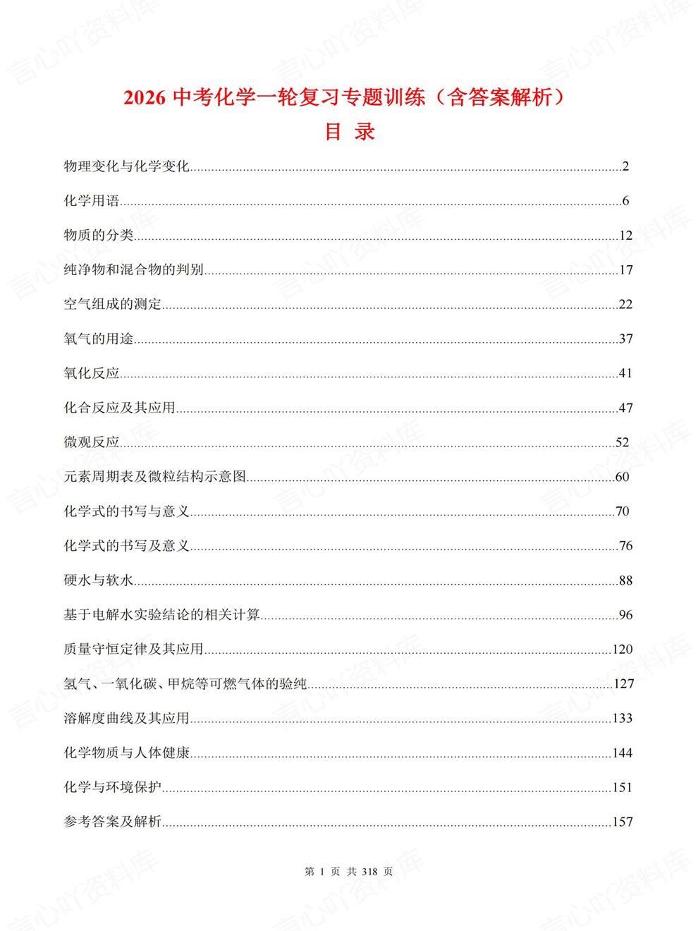 初中化学-中考复习19大重点专题真题训练考前重点题型汇编插图初中化学1