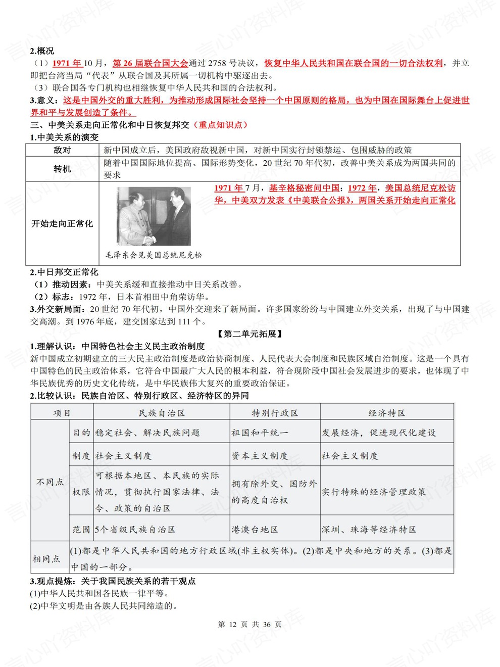 初中历史-初二下册单元逐课重点清单归纳新教材八年级下人教版插图初中历史4