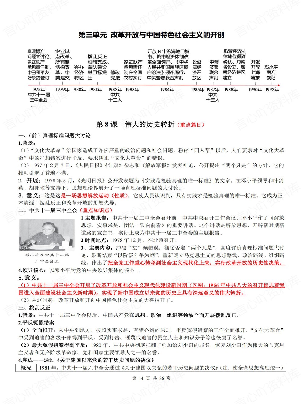 初中历史-初二下册单元逐课重点清单归纳新教材八年级下人教版插图初中历史5