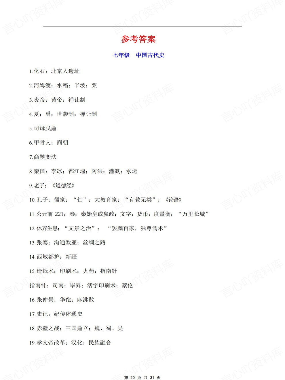 初中历史-中考复习全六册重点内容清单考前专项知识总结插图初中历史8