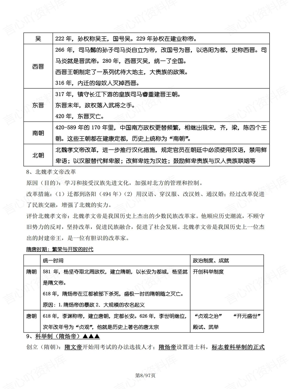 初中历史-中考复习18大专题背记汇总考前重点知识归纳插图初中历史5