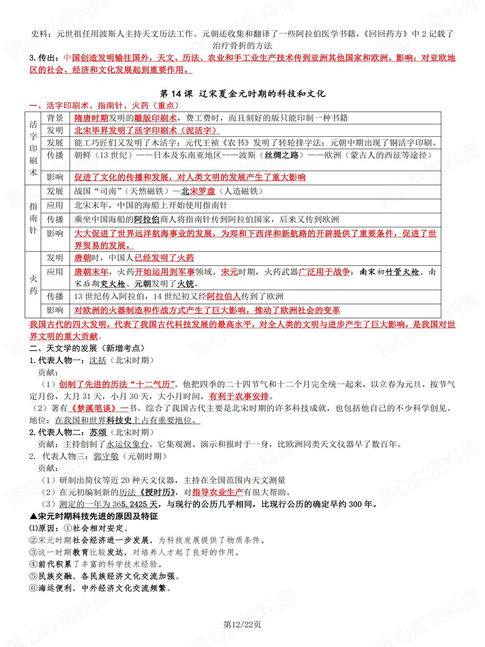 初中历史-七年级下单元核心考点精炼新教材初一下册插图初中历史7