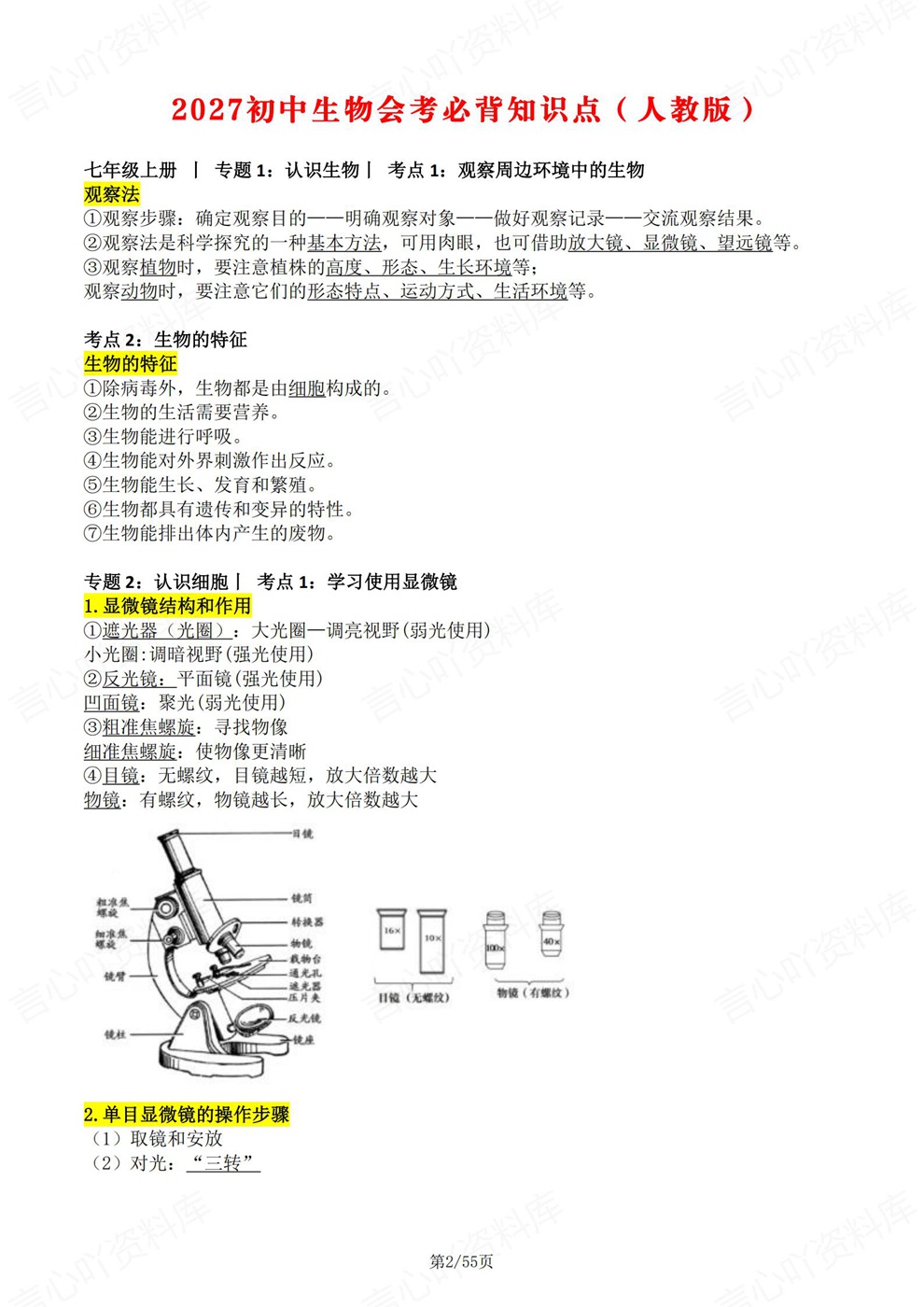 初中生物-会考复习四册必背内容汇总考前重点梳理人教版插图初中生物2