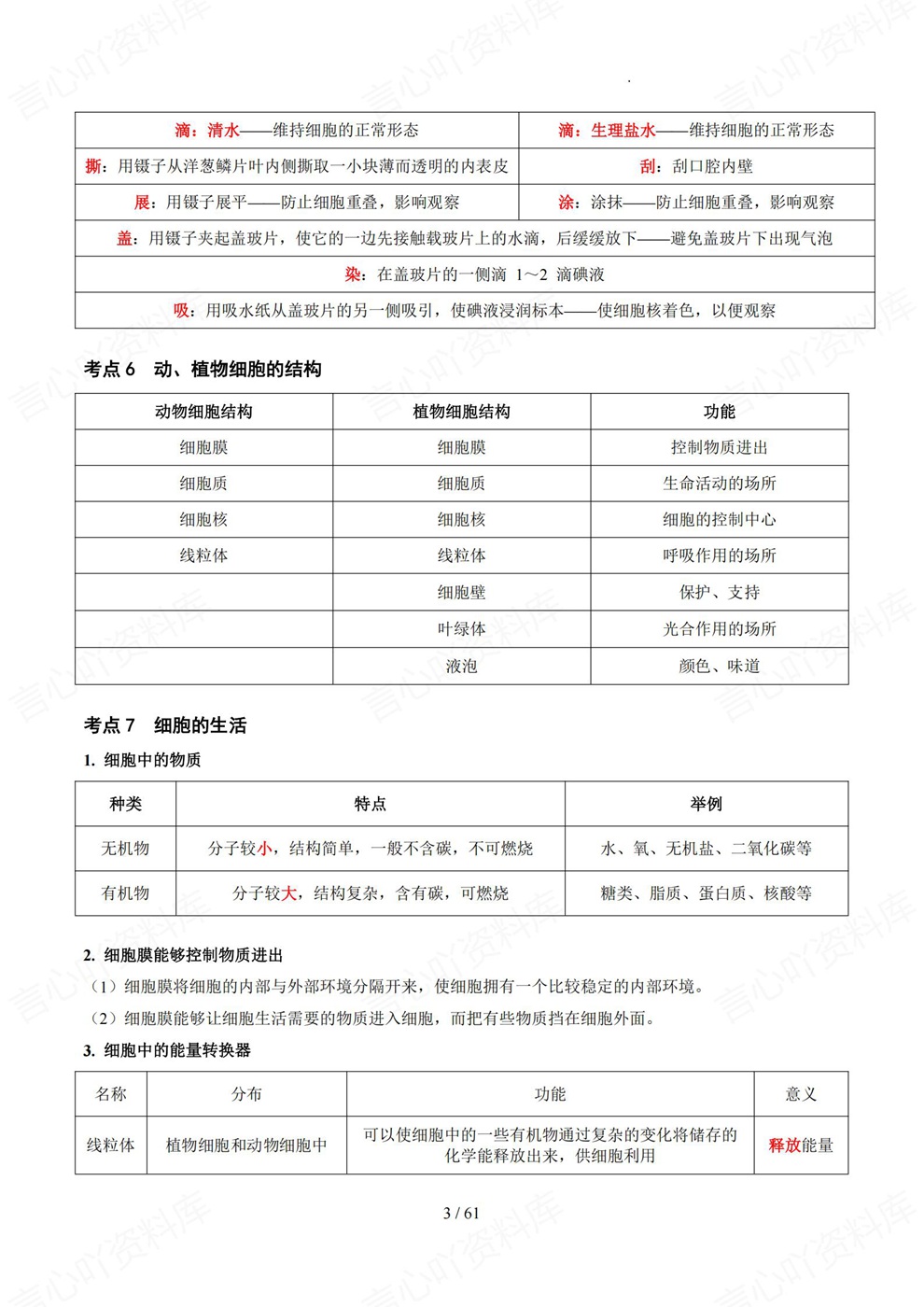 初中生物-中考复习108个常见考点汇总考前专项知识总结插图初中生物3