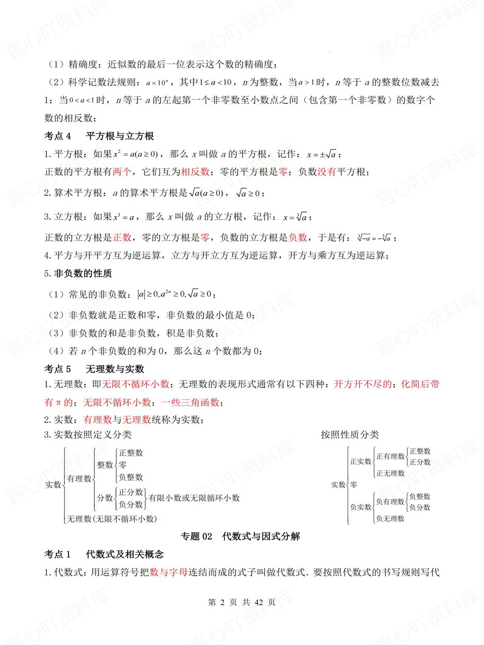 初中数学-中考复习26大专题高频考点考前重点知识归纳插图初中数学2