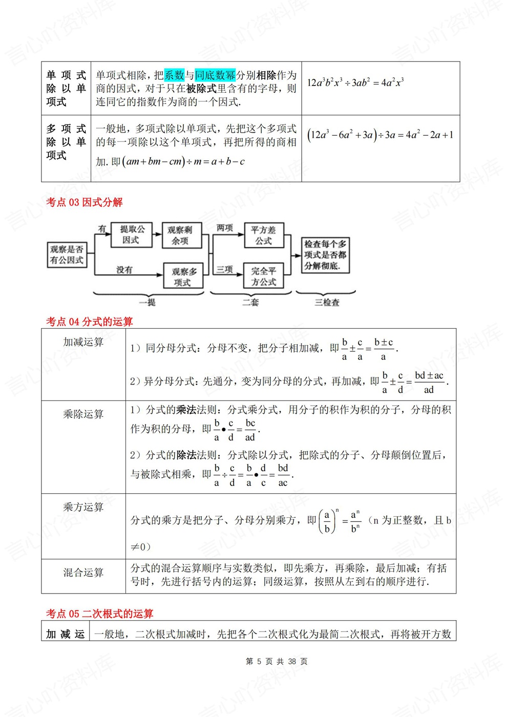 初中数学-中考归纳7大知识点36个考点考点重点知识汇总插图初中数学4
