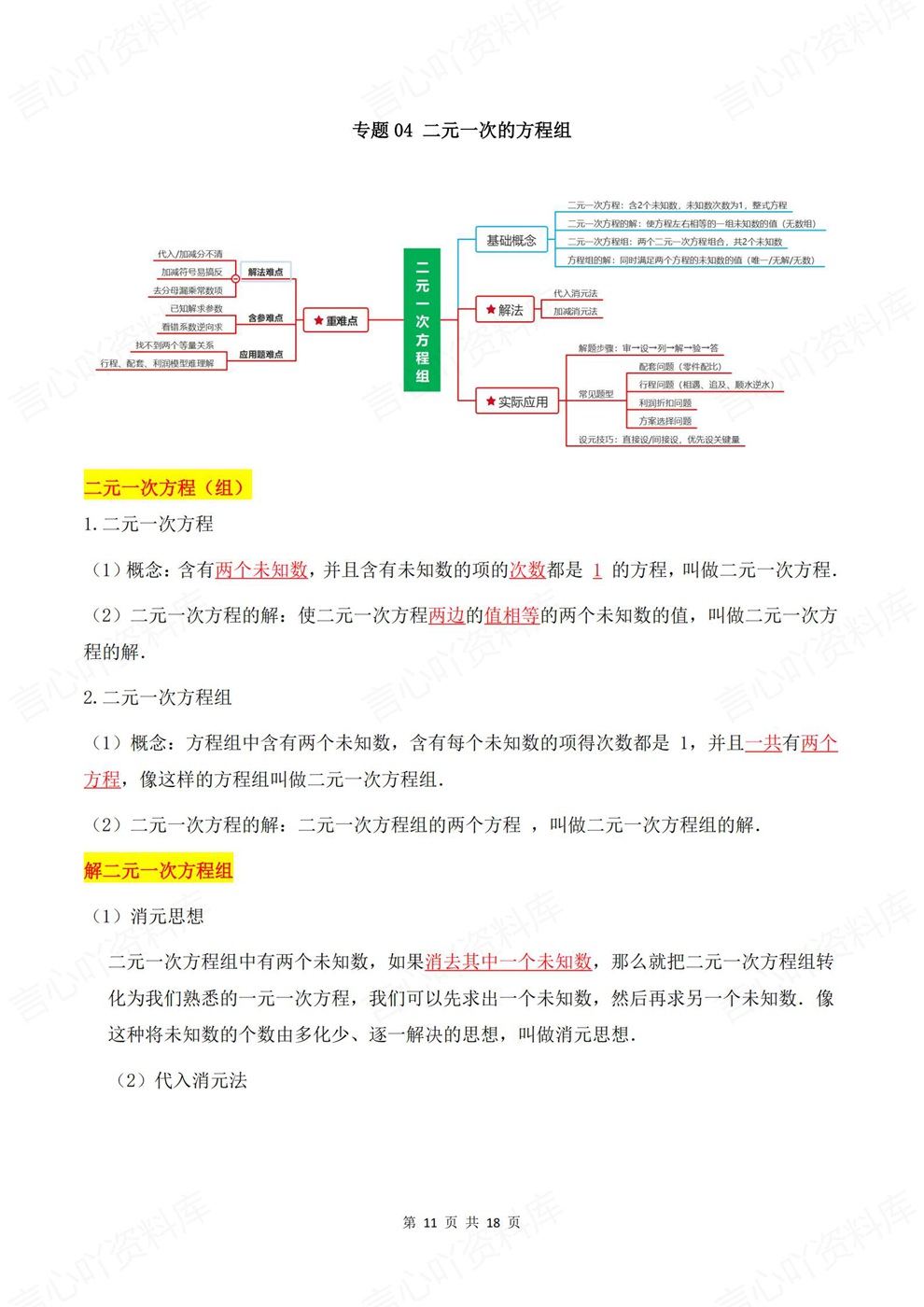 初中数学-七年级下6专题重点知识归纳新教材初一下册插图初中数学6