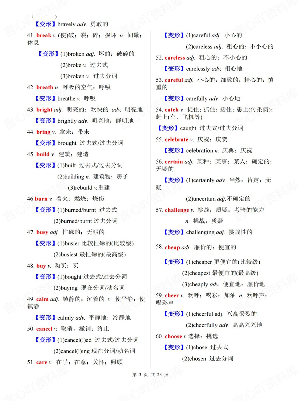 初中英语-中考复习440个核心单词清单考前重点考点归纳插图初中英语3