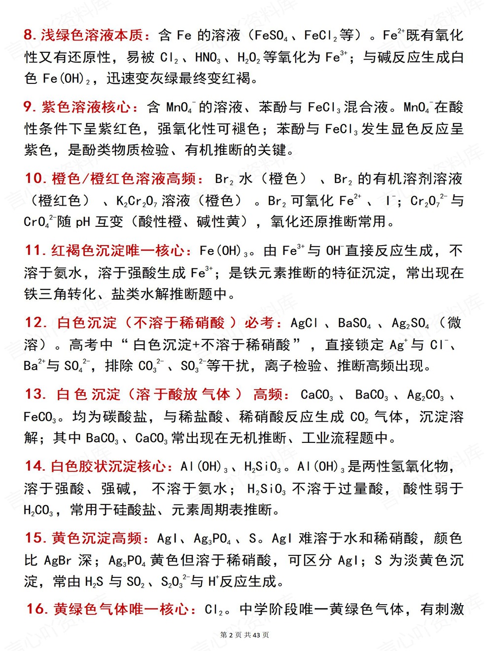 高中化学-高考复习280个内容分类梳理考前专项复习归纳插图高中化学2