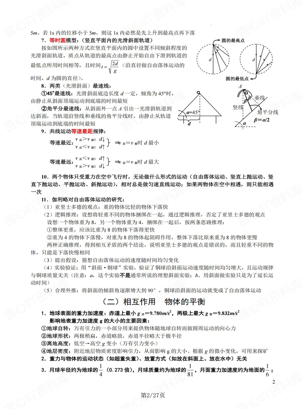 高中物理-高考复习必背知识二级结论考前专项内容梳理插图高中物理2