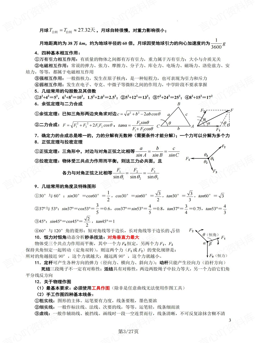 高中物理-高考复习必背知识二级结论考前专项内容梳理插图高中物理3