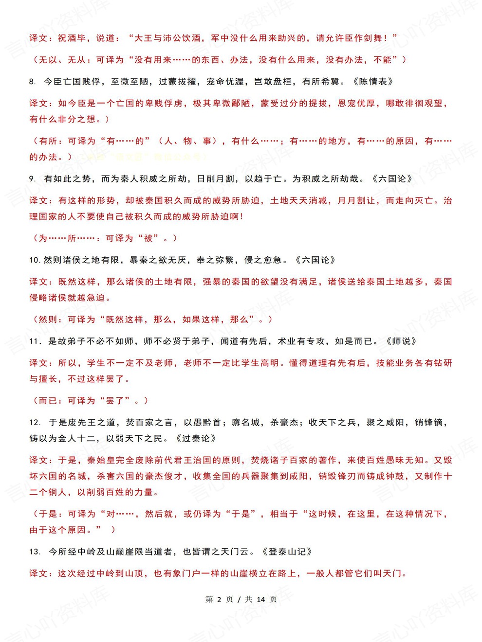 高中语文-高考课内100句重点翻译考前专项知识归纳插图高中语文2